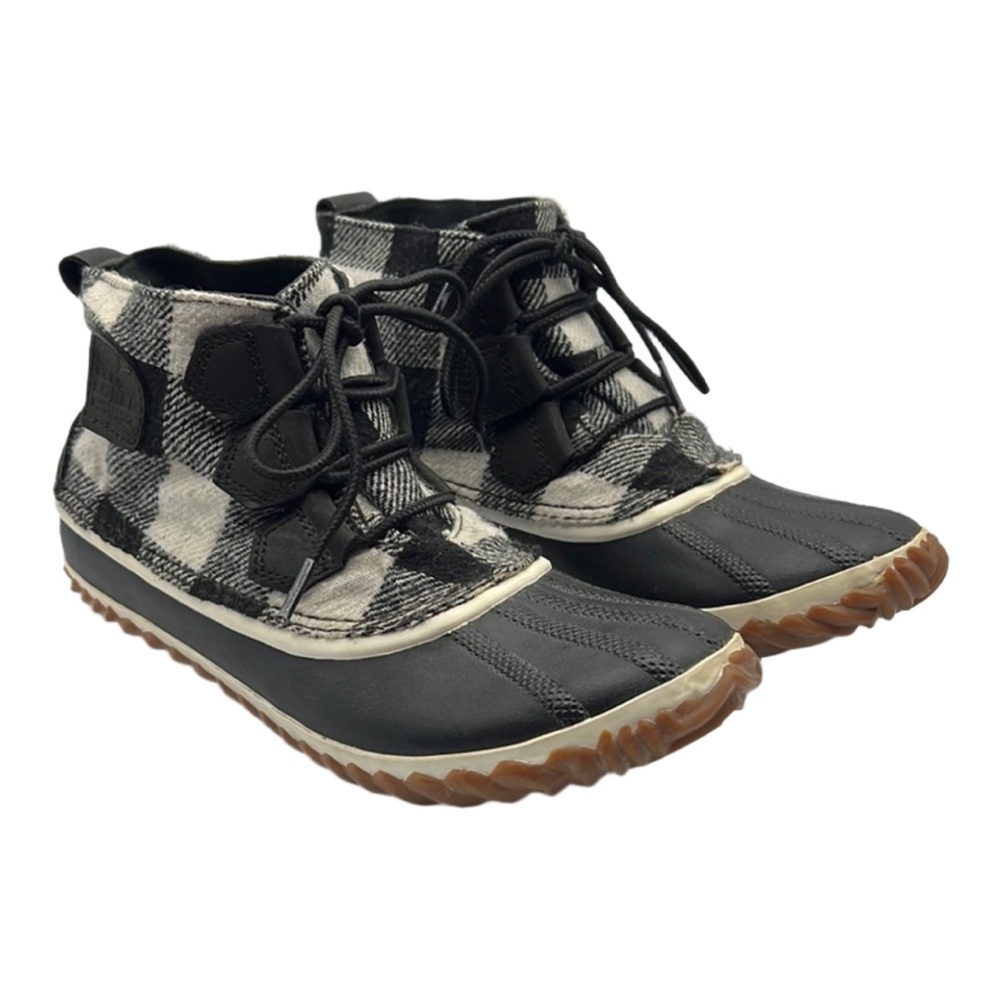 Madewell x Sorel Sz 8 Out &‎ About Buffalo Check Black White Winter Boots